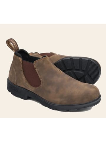 Leder-Ankle-Boots in Beige