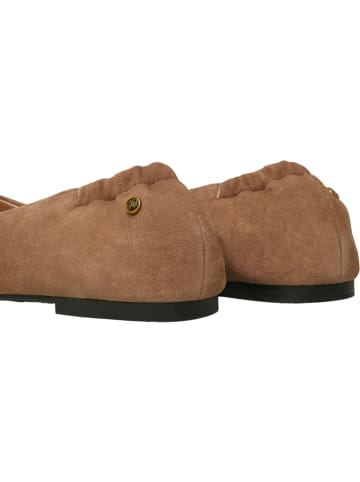 Leder-Ballerinas in Hellbraun