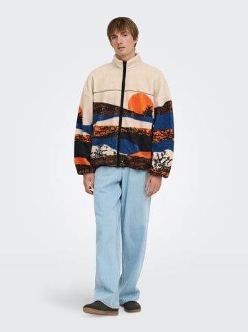 Fleece vest "Adam" beige/blauw