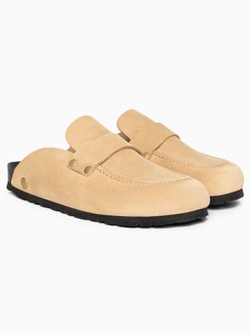 Leder-Hausschuhe "Hugo" in Beige