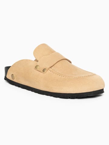 Leder-Hausschuhe "Hugo" in Beige