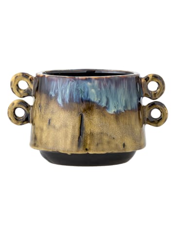 Bloempot "Walton" turquoise/beige - (H)15 x Ø 18 cm