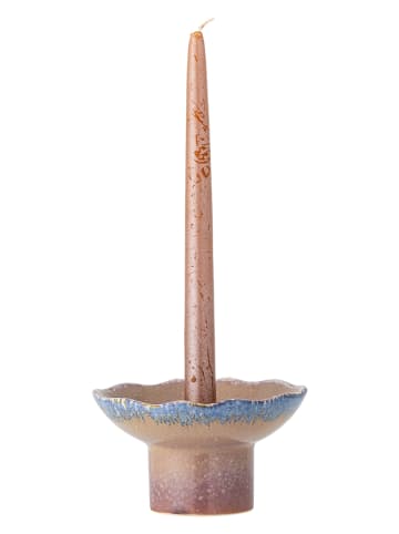 Kaarshouder ''Cloe'' beige/lichtroze/blauw - (H)8 x Ø 14 cm