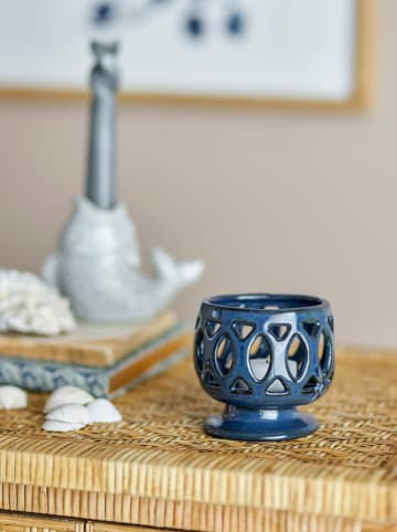 Kaarshouder ''Patty'' blauw - (H)8,5 x Ø 9 cm