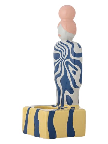Kaarshouder ''Priya'' blauw/geel - (B)10 x (H)25 x (D)9 cm