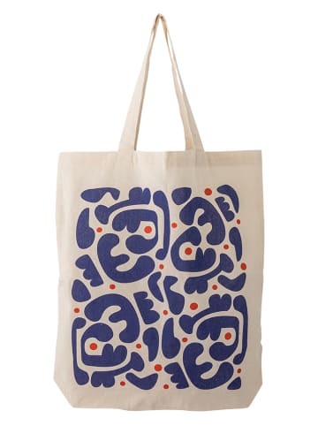 Shopper "Eviaya" crème/blauw - (B)38 x (H)40 cm