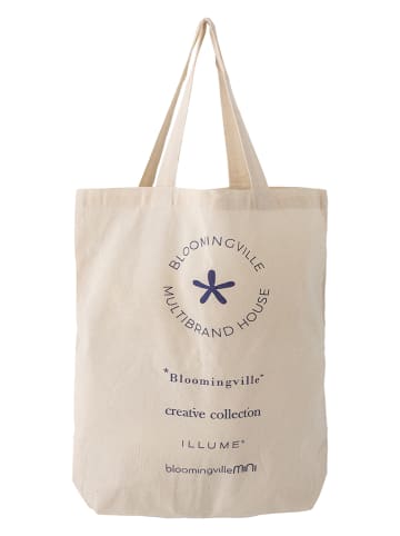 Shopper "Eviaya" crème/blauw - (B)38 x (H)40 cm
