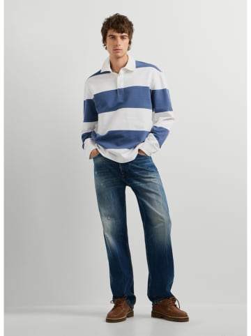 Poloshirt in Weiß/ Dunkelblau