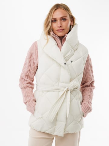 Doorgestikte bodywarmer crème