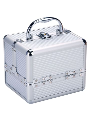 Beautycase zilverkleurig - (B)17,5 x (H)15 x (D)15 cm