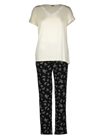 Pyjama in Creme/ Schwarz