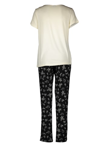 Pyjama in Creme/ Schwarz
