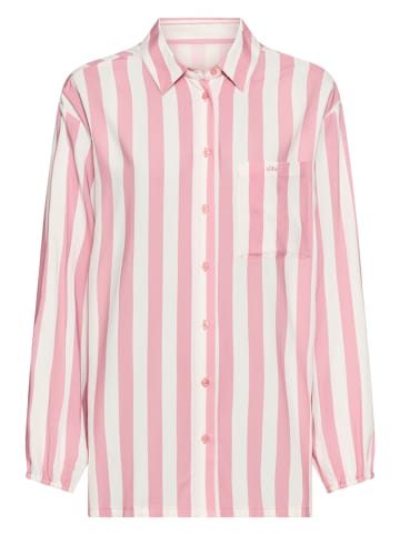 Pyjama-Oberteil in Rosa/ Weiß