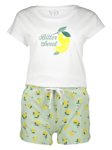Pyjama in Weiß/ Grün