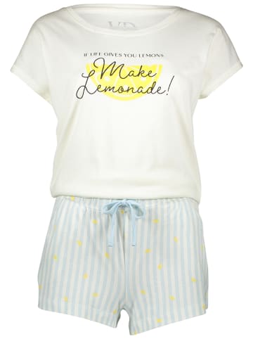 Pyjama in Weiß/ Hellblau