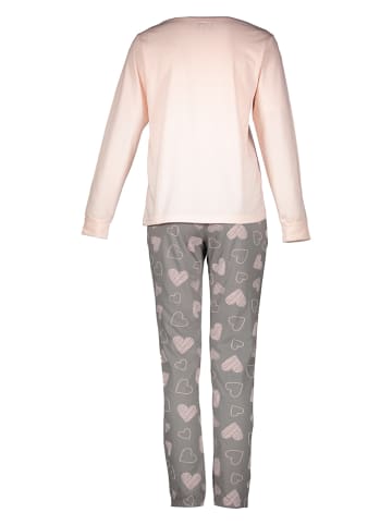 2er-Set: Pyjamas in Grau/ Rosé