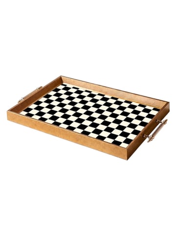 Taca w kolorze jasnobrązowo-czarno-białym - 50 x 29 x 3,5 cm