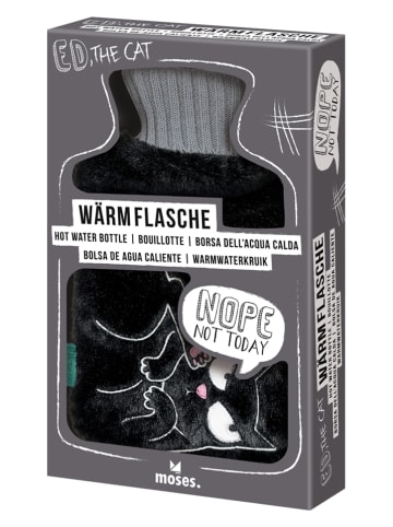 Wärmflasche "Ed, the Cat" in Schwarz - (B)17 x (H)28 x (T)6 cm