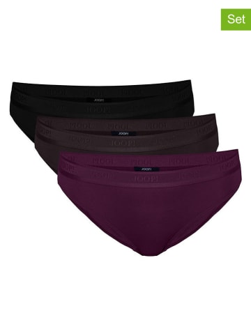 3er-Set: Slips in Lila/ Braun/ Schwarz