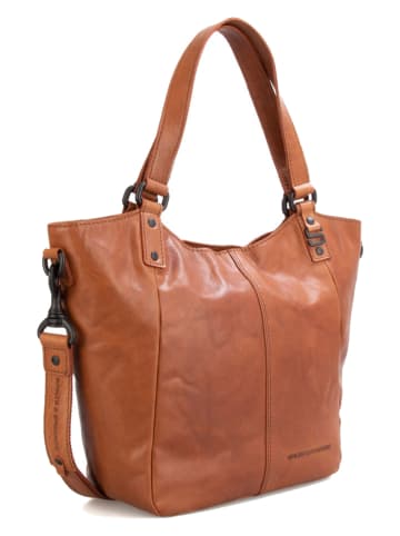 Leren schoudertas camel - (B)30 x (H)26 x (D)10,5 cm