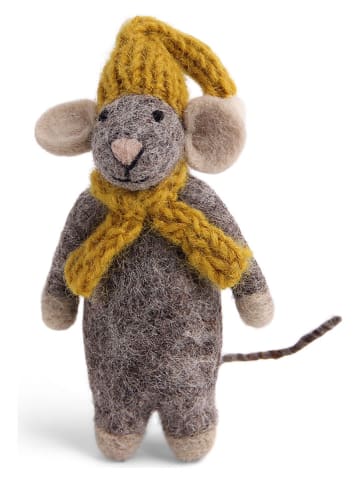 Figurka dekoracyjna "Mouse" w kolorze szarym - wys. 14 cm