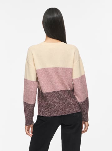 Sweter "Visposa" w kolorze beżowo-bordowo-jasnoróżowym