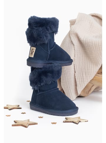 Leren winterboots "Britany" donkerblauw