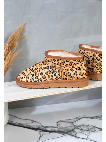 Leder-Winterboots "Mindy" in Hellbraun