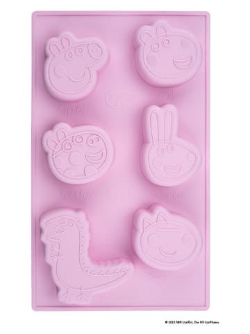 Silikonowa forma "Peppa & Friends" w kolorze jasnoróżowym - dł. 29 x 17,5 cm