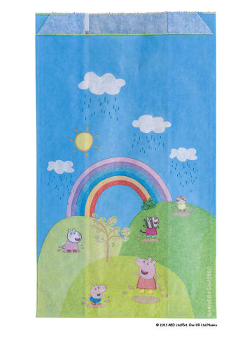 Torebki papierowe (16 szt.) "Peppa & Friends" w kolorze błękitno-zielonym