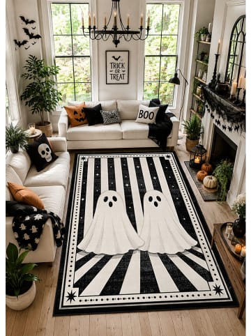 Kurzflor-Teppich "Haunted Spirit" in Schwarz/ Weiß