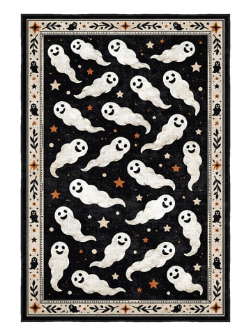 Laagpolig tapijt "Little Ghost" zwart/wit
