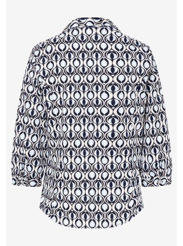 Bluse in Dunkelblau/ Weiß/ Hellblau
