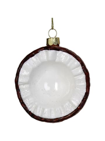 Ozdoba choinkowa "Coconut" w kolorze brązowo-białym - Ø 8 cm