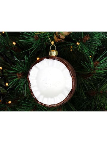 Ozdoba choinkowa "Coconut" w kolorze brązowo-białym - Ø 8 cm