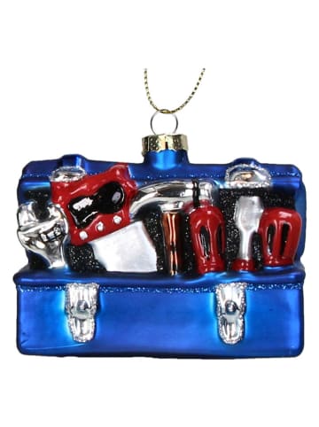 Ozdoba choinkowa "Tool Box" w kolorze niebiesko-czerwonym - wys. 6,5 cm