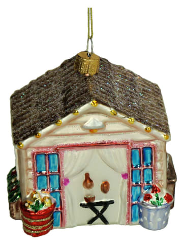 Ozdoba choinkowa "Garden Shed" w kolorze kremowo-czerwonym - wys. 8,6 cm