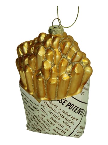 Ozdoba choinkowa "French Fries" w kolorze złotym - wys. 12,5 cm