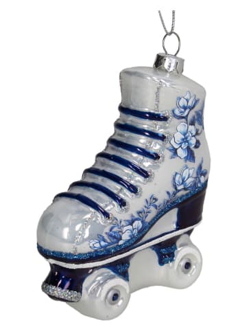 Ozdoba choinkowa "Rollerskate" w kolorze biało-niebieskim - wys. 12,2 cm