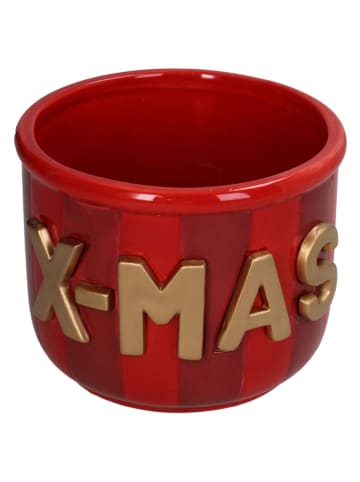 Doniczka "X-mas" w kolorze złoto-czerwonym - wys. 11,5 x Ø 14,2 cm