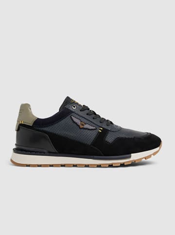 Skórzane sneakersy w kolorze granatowym