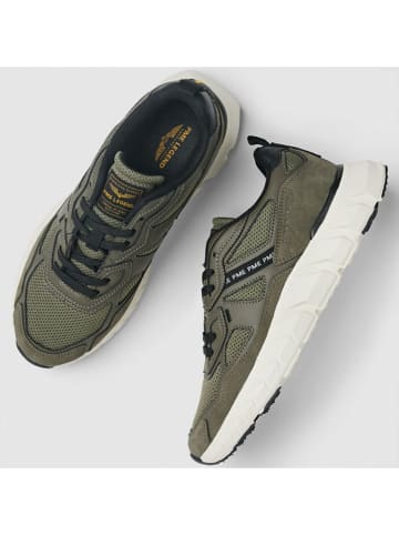 Leder-Sneakers in Khaki