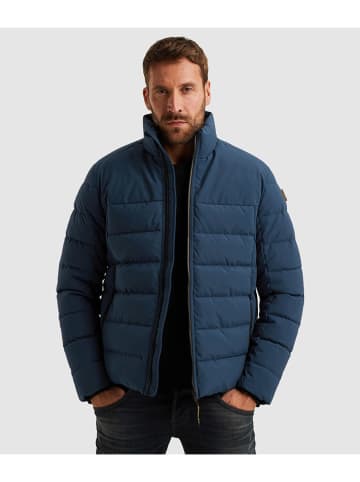 Doorgestikte jas blauw
