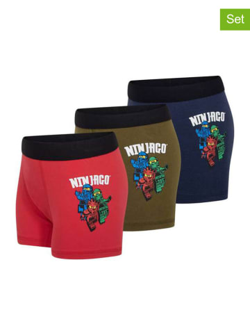 3-delige set: boxershorts rood/kaki/donkerblauw