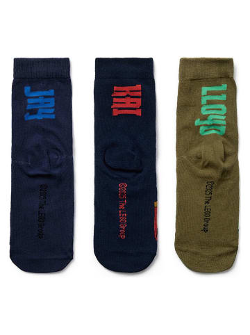 3-delige set: sokken donkerblauw/zwart/kaki