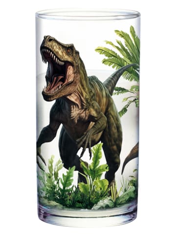 Trinkglas "T-Rex" in Transparent/ Grün/ Braun - 200 ml
