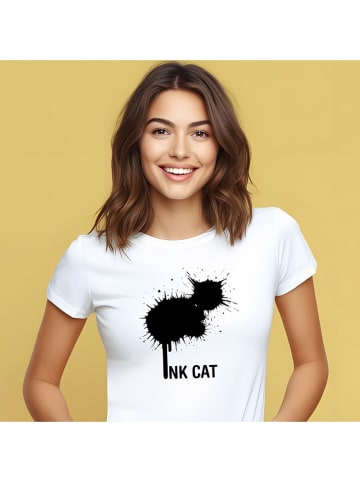 Shirt "Ink Cat" in Weiß