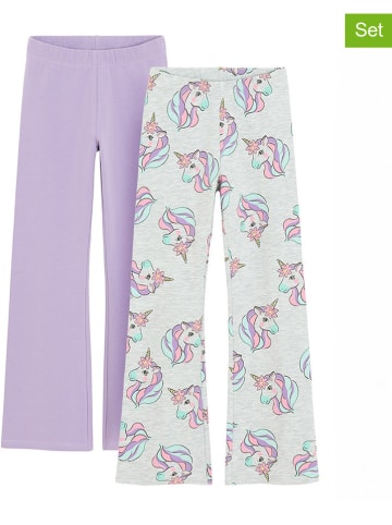 2-delige set: leggings paars/grijs