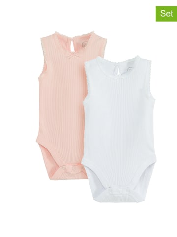 2-delige set: rompers lichtroze/wit