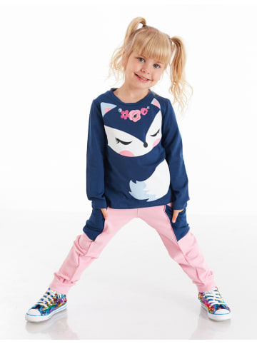 2tlg. Outfit "Cute Fox" in Dunkelblau/ Rosa
